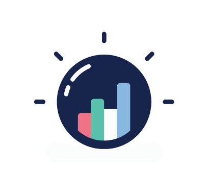Illuminated sphere showing a bar chart, representing explainable AI for data-driven business intelligence and clear insights.